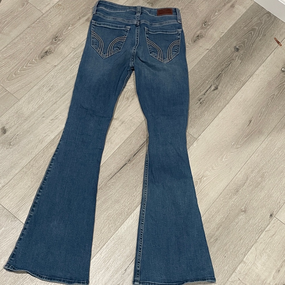 Hollister Dark Blue Distressed Flare Jeans - Picture 2 of 4